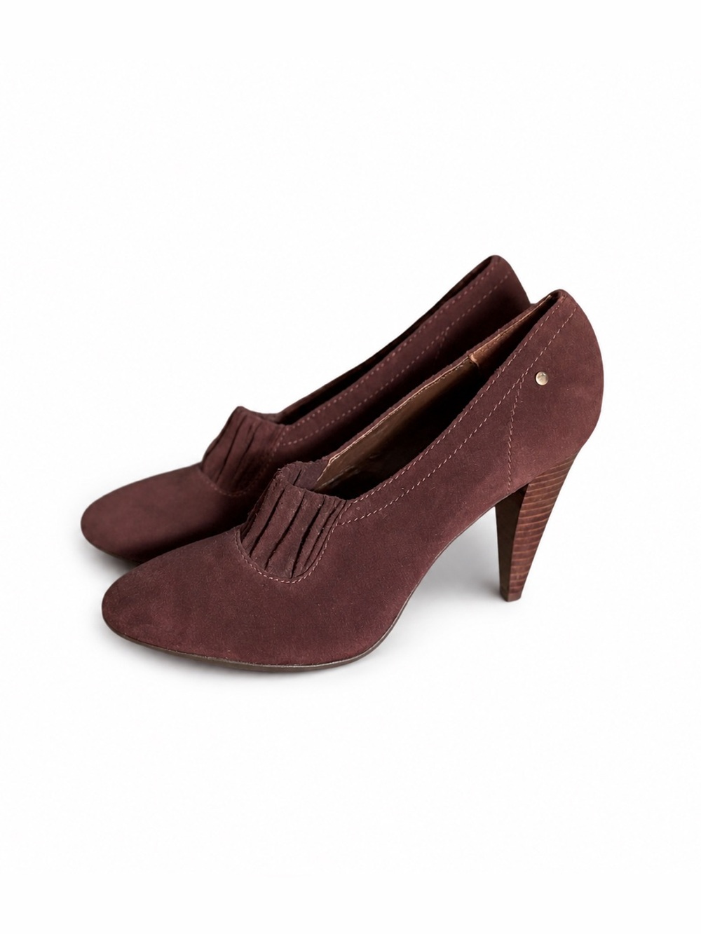 COACH Adra Brown Suede Ruched Heeled Pumps